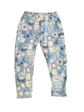 Holiday Times Light Blue Holiday Print Pajama Bottoms Size S